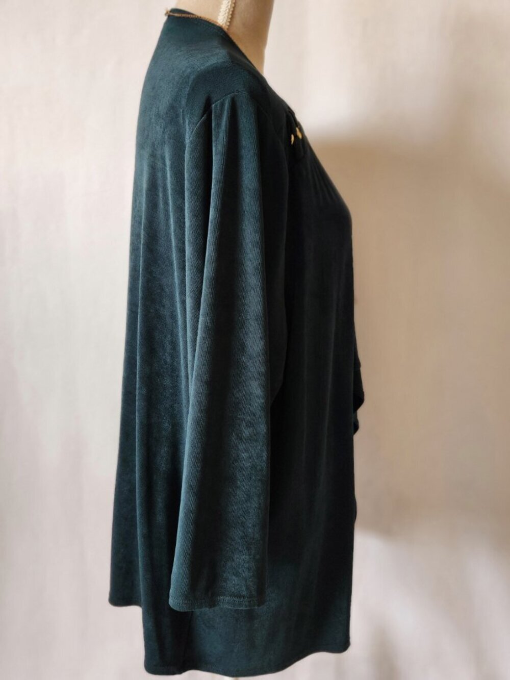 Chico's Travelers Size 4/XXL Green Water Fall Open Front Chain Accent Cardigan - Picture 10 of 15